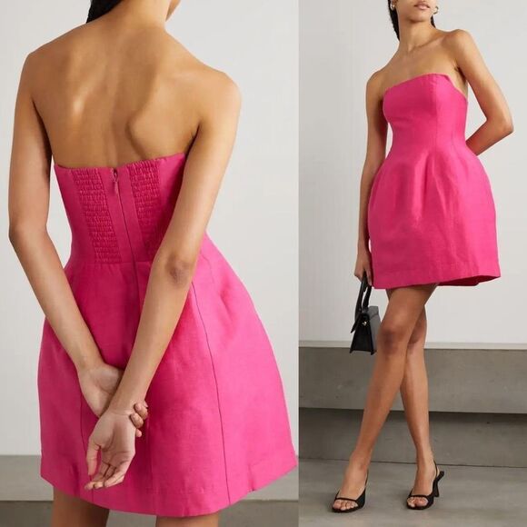AJE Dress Strapless Bone Structured Pink Mini Dress Size AUS 4/ US 0 - Picture 7 of 10